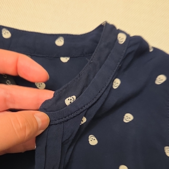 Navy Polka Dot Women's Blouse - Picture 7 of 12